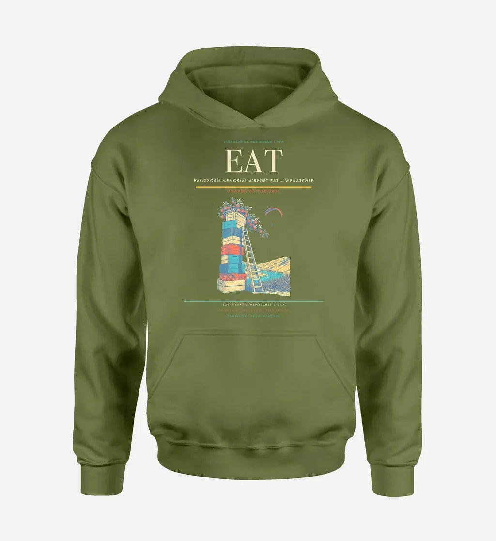 Pangborn Memorial Airport (EAT) design on green army hoodie single-side print