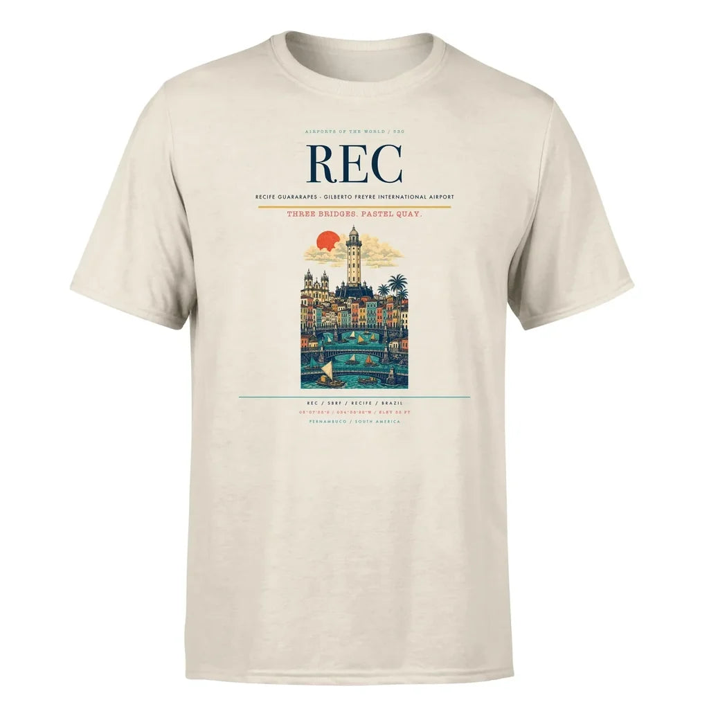 Recife Guararapes (REC) T-Shirt single-side front print in Beige | recife-guararapes-rec-double-side-t-shirt