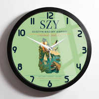 Thumbnail for Olsztyn-Mazury Airport (SZY) design on light green framed wall clock