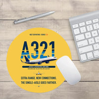 Thumbnail for Airbus A321XLR design on yellow round mouse pad