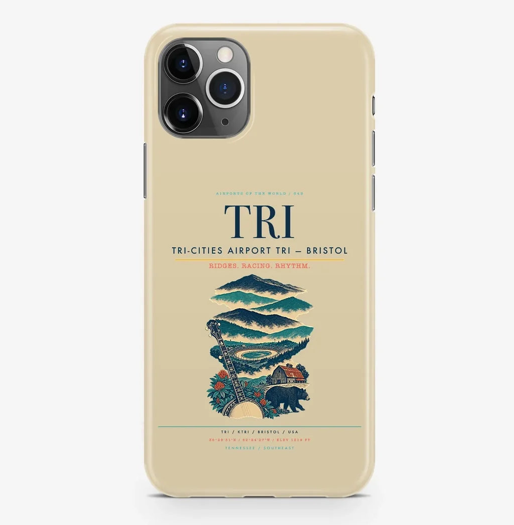 Bristol Airport (TRI) design on beige iPhone 16 Pro MagSafe case