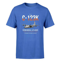Thumbnail for C-123K Provider design on blue double-side t-shirt, single-side print