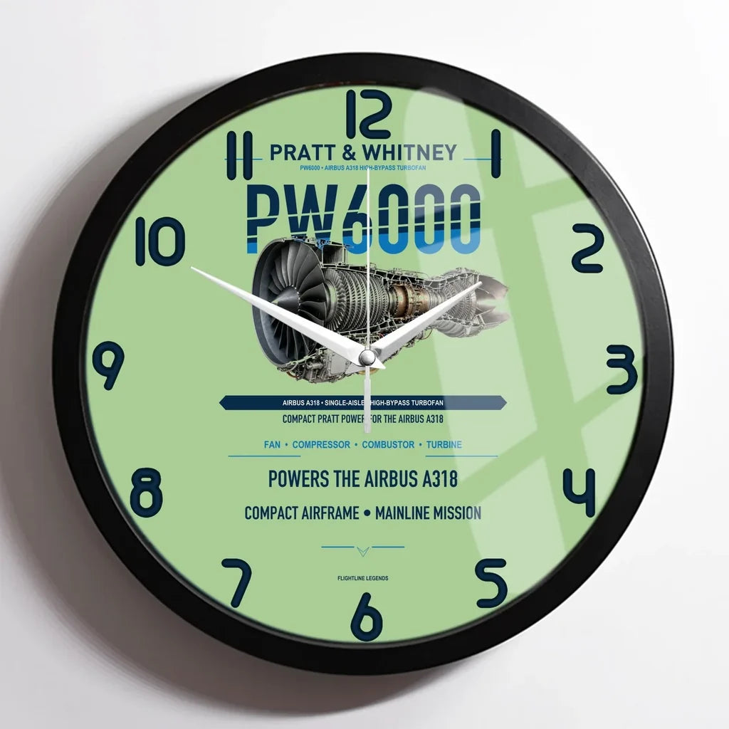 PW6000 design on light green framed wall clock