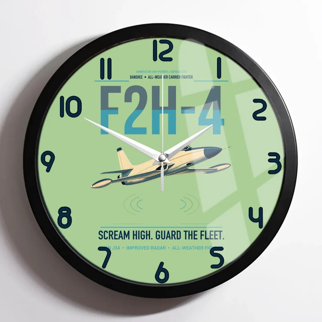 F2H-4 Banshee design on light green framed wall clock