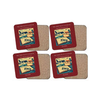Thumbnail for The Chief Pilot's Logbook - Designed Coasters design on dark red 4-pieces-set