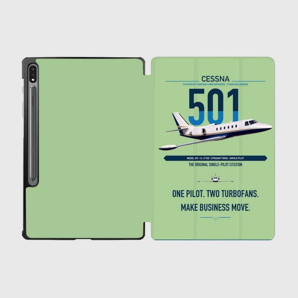 Cessna 501 Citation I SP design on light green samsung tablet tablet case