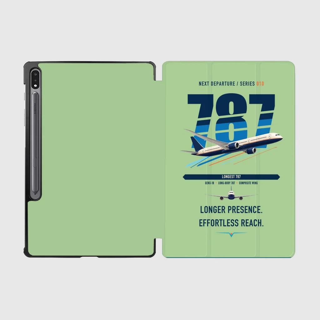 Boeing 787-10 Dreamliner design on light green samsung tablet tablet case