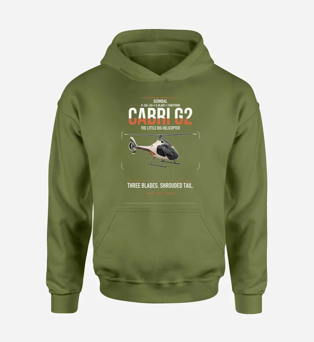 Guimbal Cabri G2 design on green army double-side hoodie, single-side print