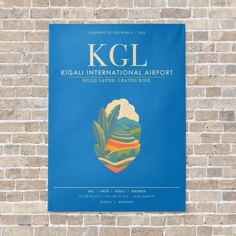 Kigali International Airport KGL - Canvas Framed - Turquoise