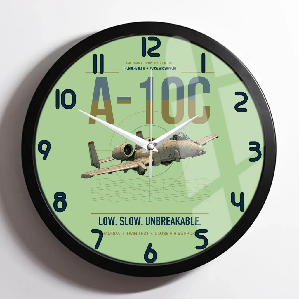 A-10C Thunderbolt II design on light green framed wall clock