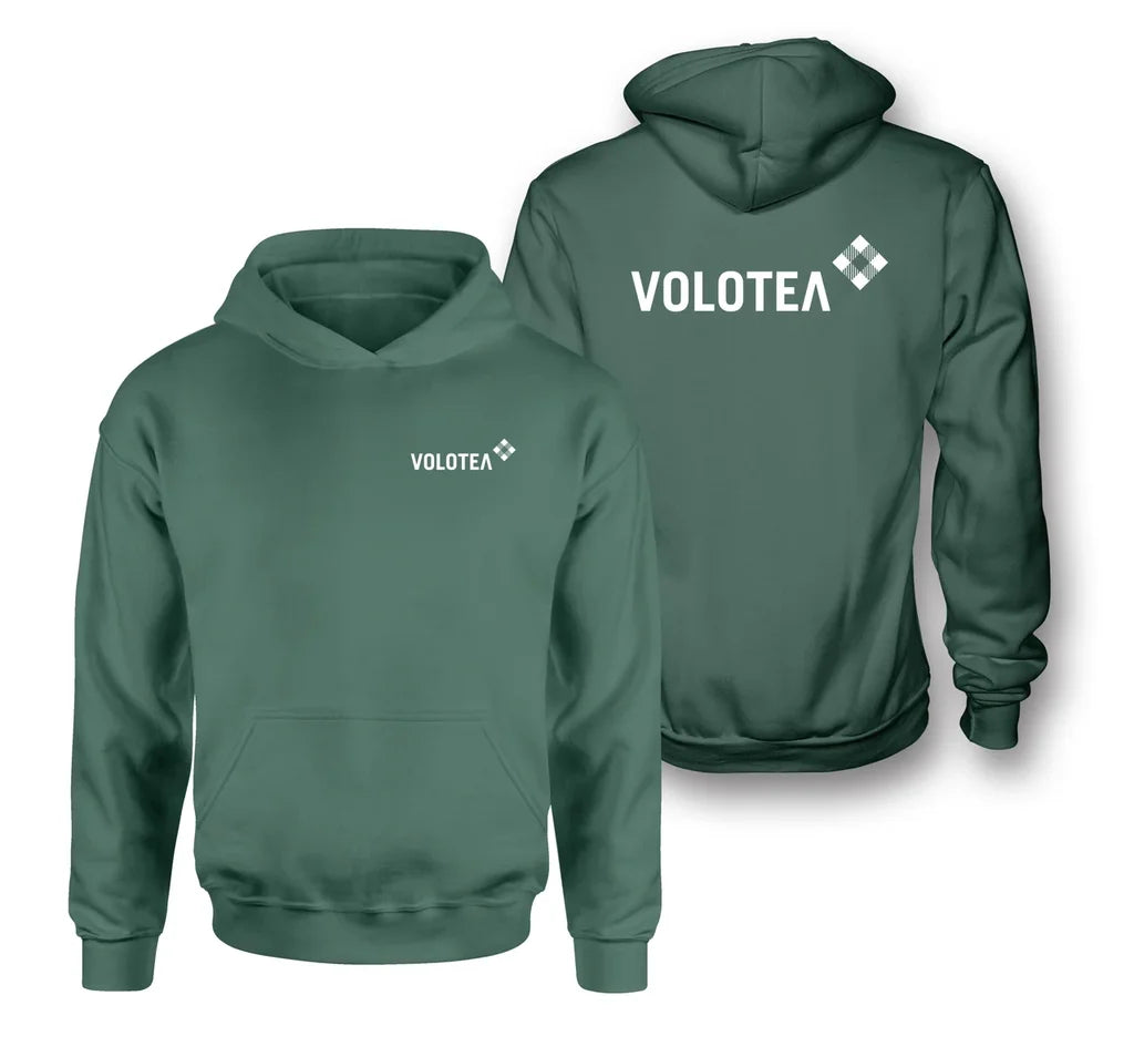 Volotea Airlines logo on green double side hoodie