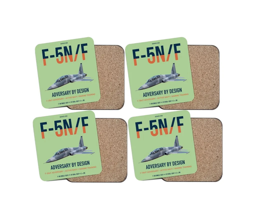 F-5N F Adversary design on light green 4 pieces set coaster