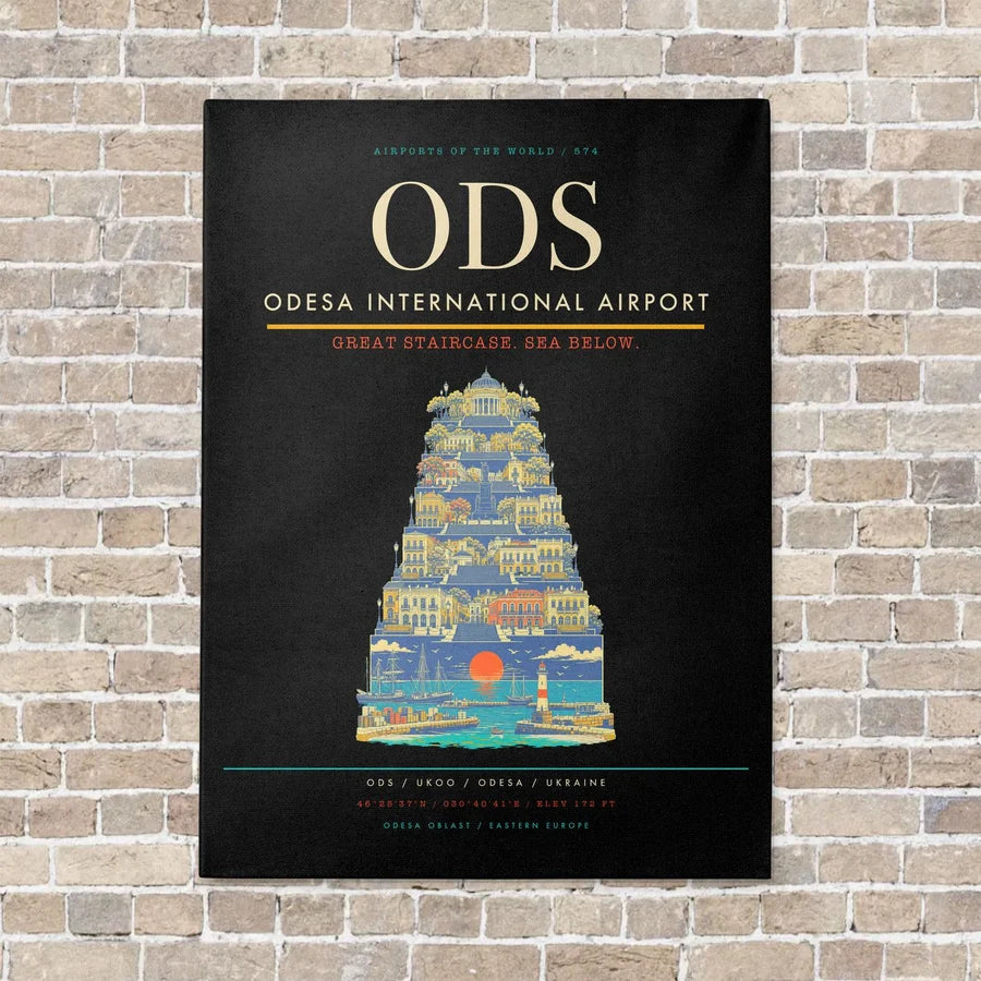 Odesa International Airport ODS - Canvas No Frame - Black