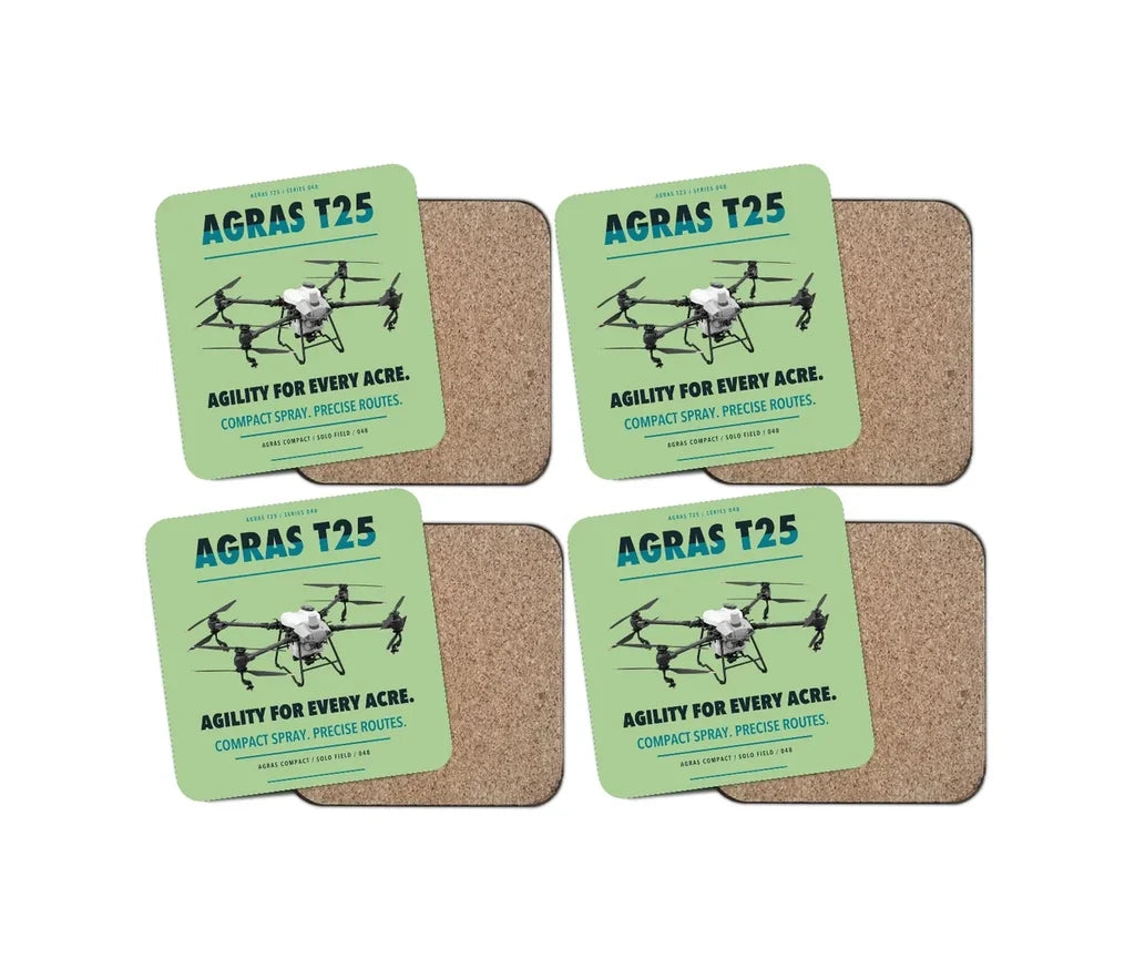 DJI Agras T25 design on light green 4 pieces set coaster
