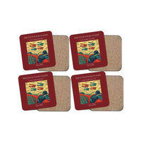 Thumbnail for The Four Fours Flight - Designed Coasters design on dark red 4-pieces-set