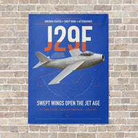 Thumbnail for Saab J 29F Tunnan vertical canvas print - no frame - blue background