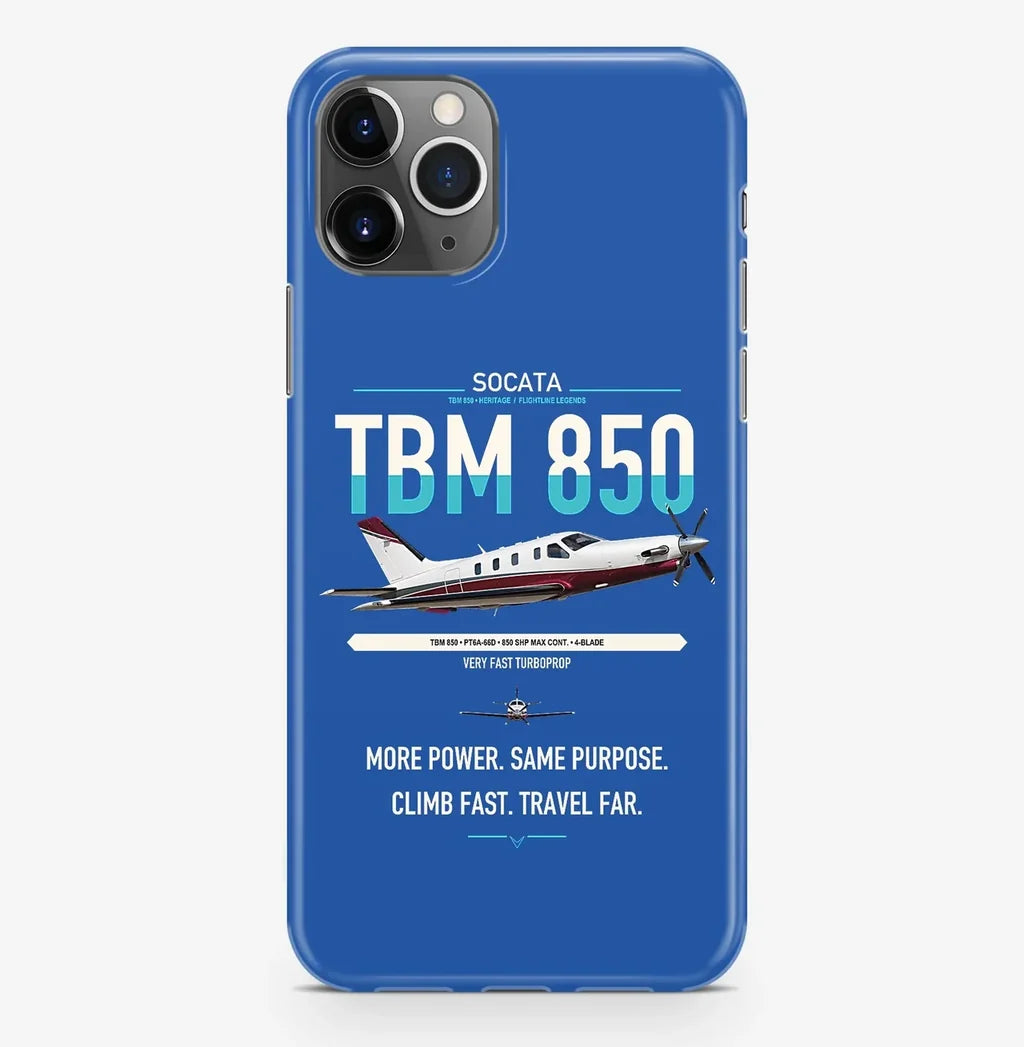 Socata TBM 850 design on blue magsafe iphone case, for iPhone Pro Max