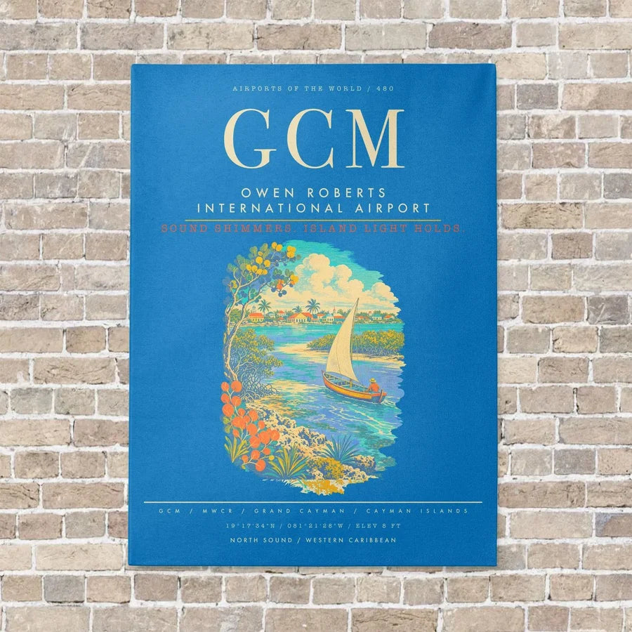 Owen Roberts International Airport GCM - Canvas Framed - Turquoise