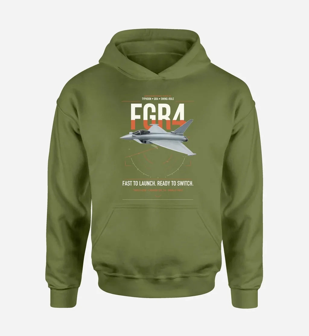 Eurofighter Typhoon FGR4 design on green army double-side hoodie, single-side print