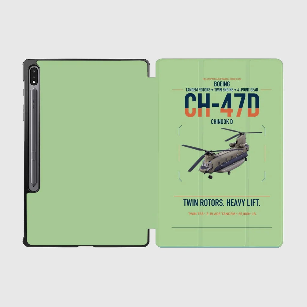 Boeing CH-47D design on light green samsung tablet tablet case