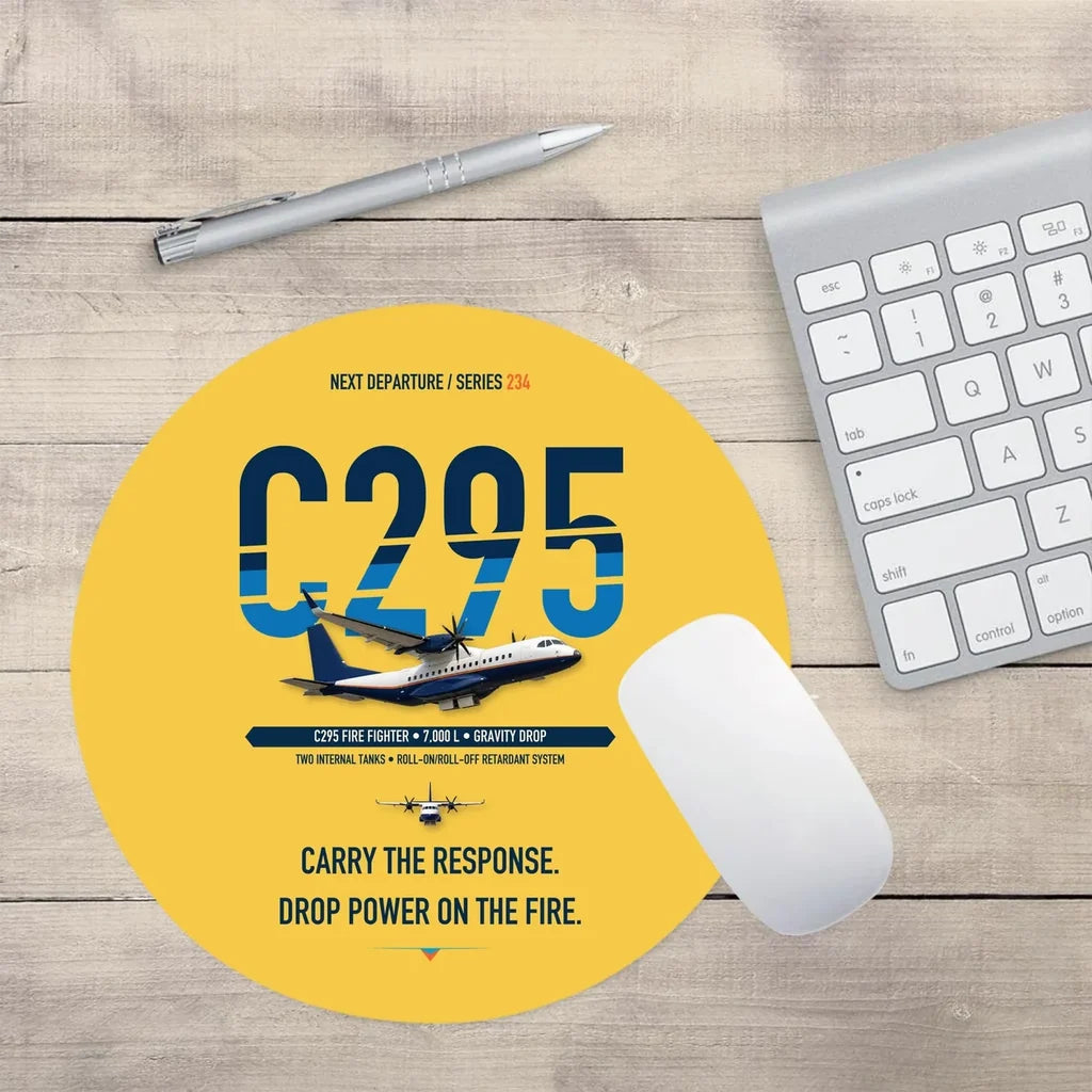 Airbus C295 Firefighter design on yellow round mouse pad
