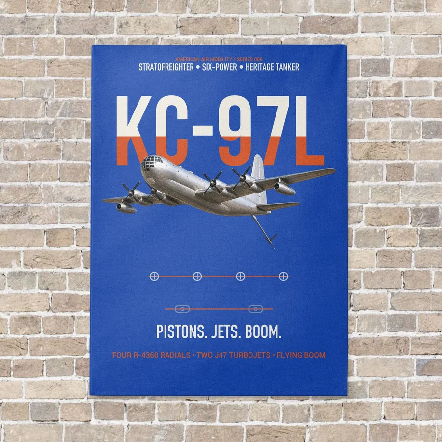 KC-97L STRATOFREIGHTER vertical canvas print - no frame - blue background
