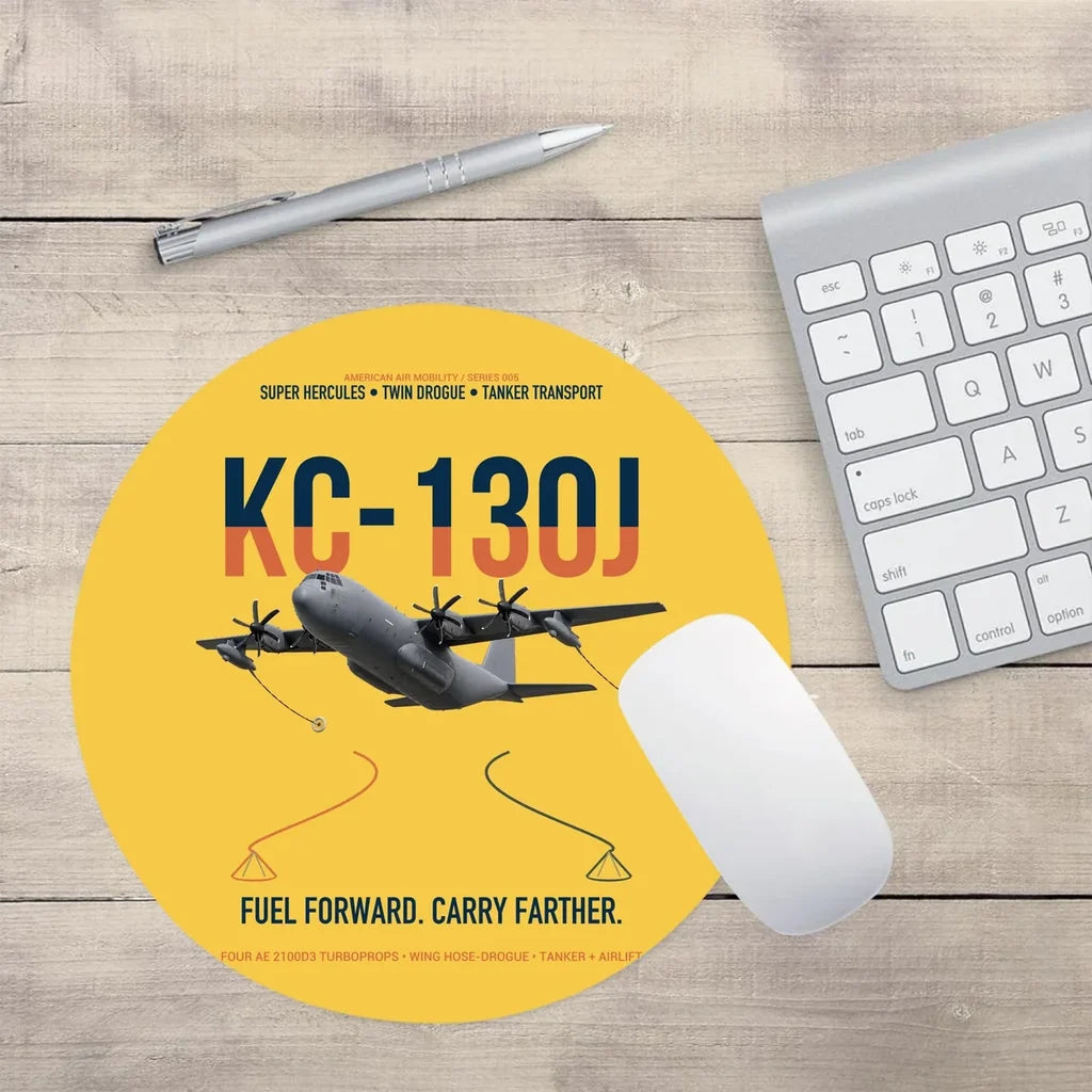 KC-130J SUPER HERCULES design on yellow round mouse pad