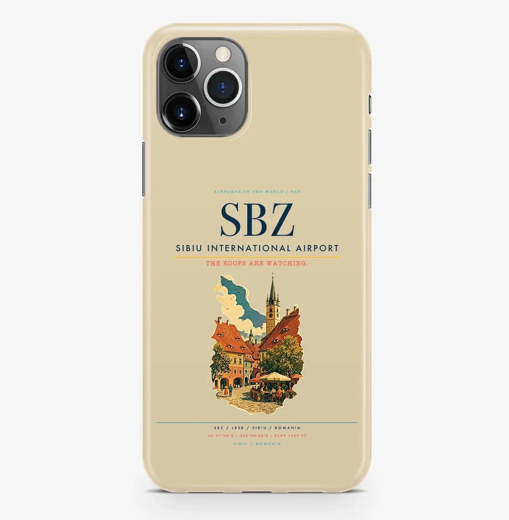 Sibiu Airport (SBZ) design on beige iPhone 16 Pro MagSafe case