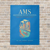 Thumbnail for Amsterdam Airport Schiphol AMS - Canvas Framed - Turquoise