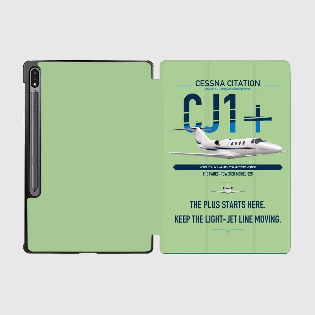 Cessna Citation CJ1+ design on light green samsung tablet tablet case