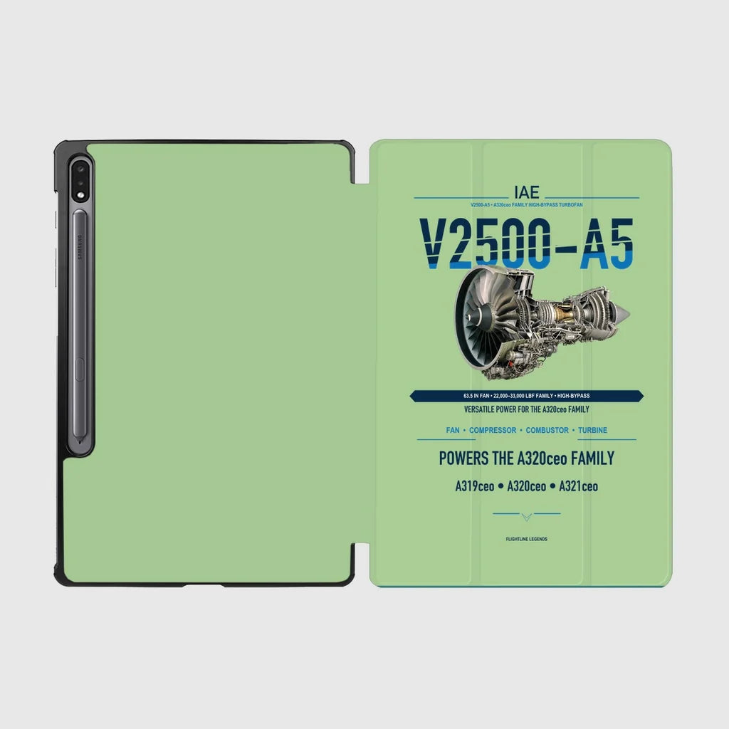 V2500-A5 design on light green samsung tablet tablet case