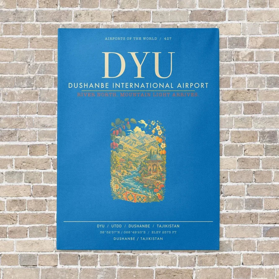 Dushanbe International Airport DYU - Canvas Framed - Turquoise