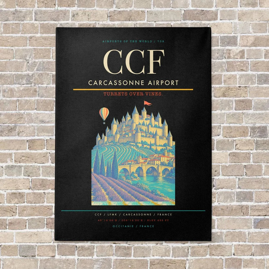 Carcassonne Airport CCF - Canvas No Frame - Black