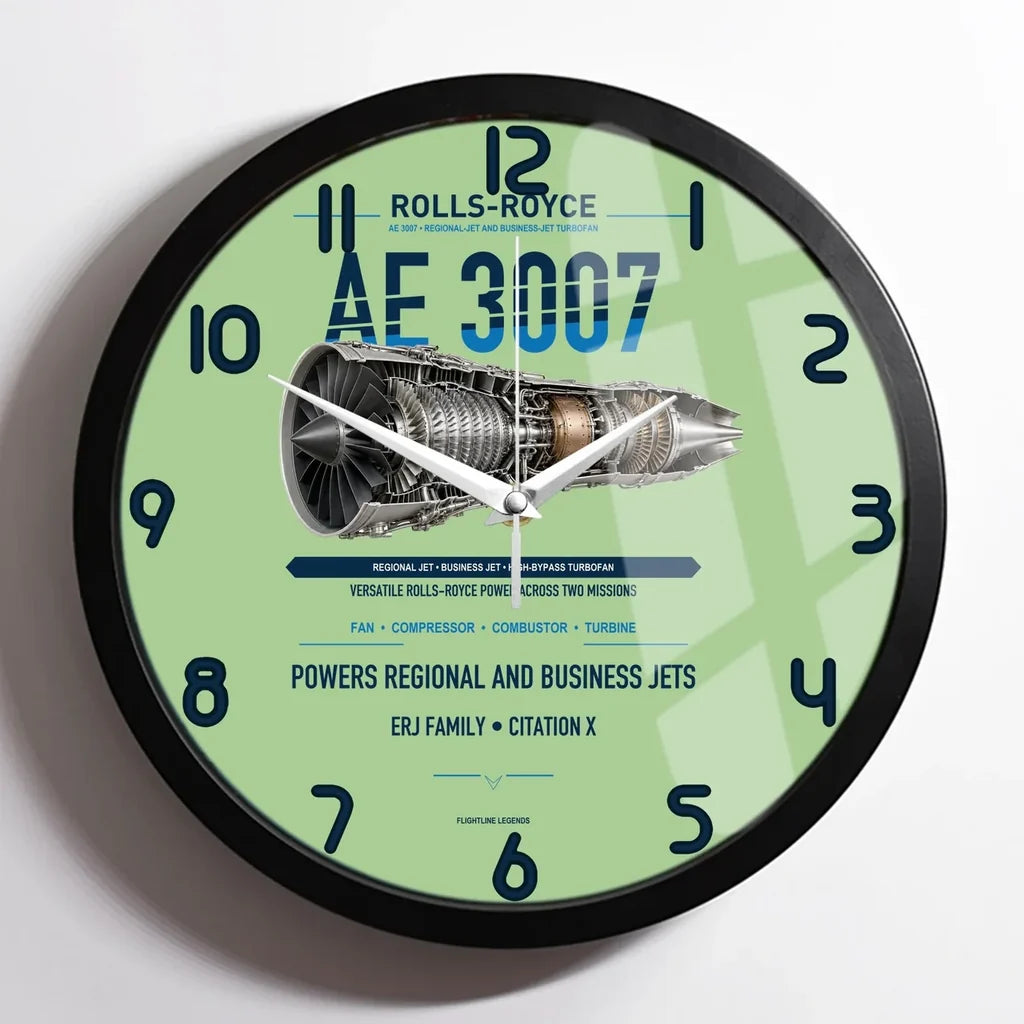AE 3007 design on light green framed wall clock