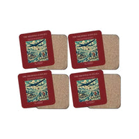 Thumbnail for The Dropped Supplies - Designed Coasters design on dark red 4-pieces-set