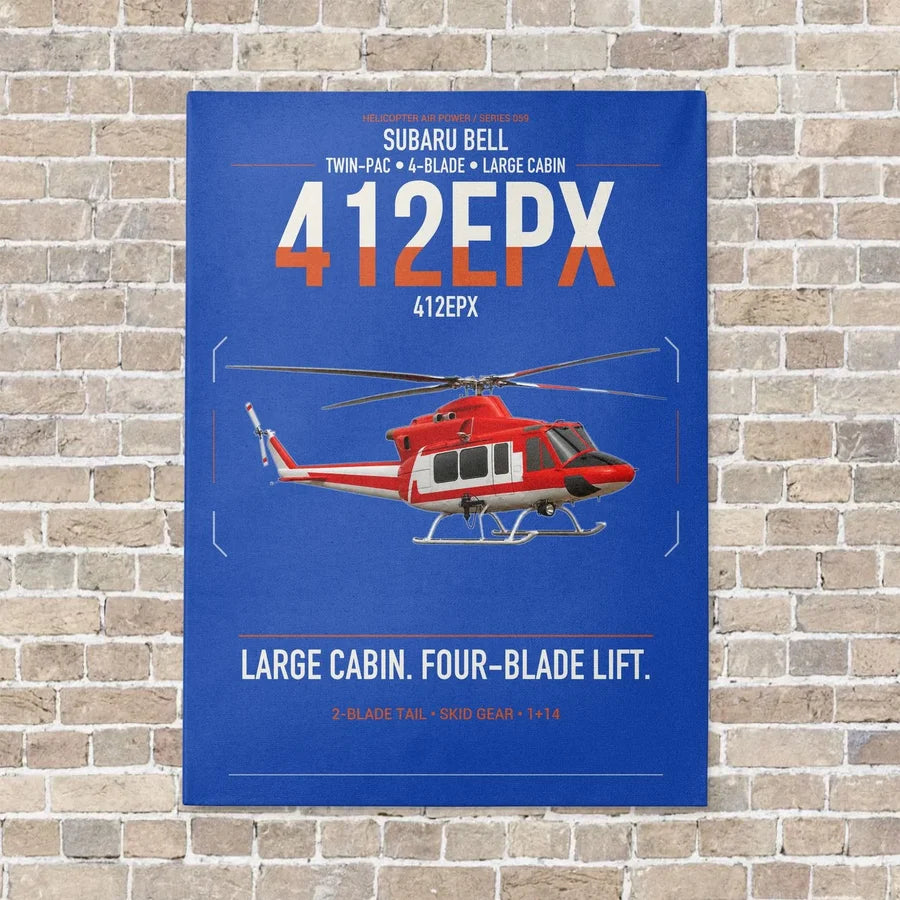 SUBARU Bell 412EPX vertical canvas print - no frame - blue background