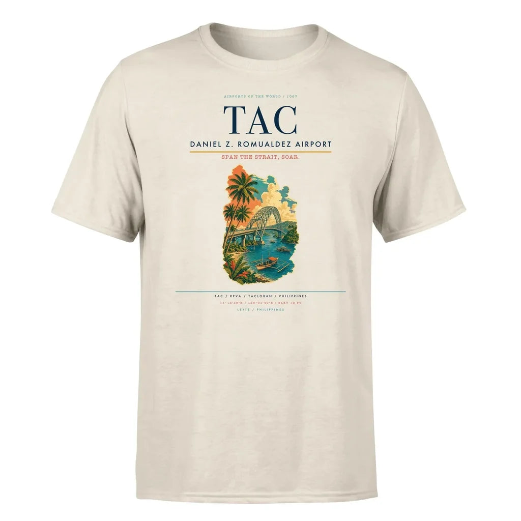 Daniel Z. Romualdez Airport (TAC) T-Shirt single-side front print in Beige | daniel-z-romualdez-airport-tac-double-side-t-shirt