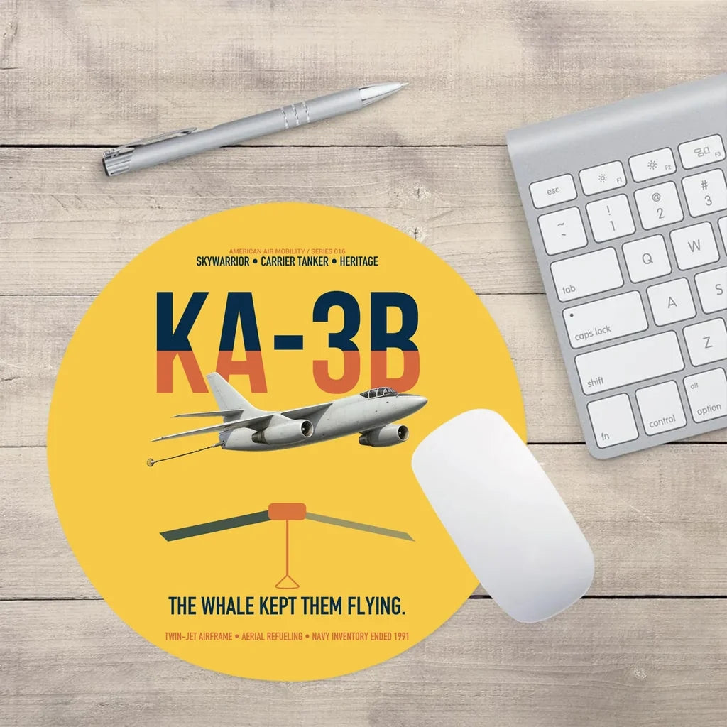 KA-3B Skywarrior design on yellow round mouse pad