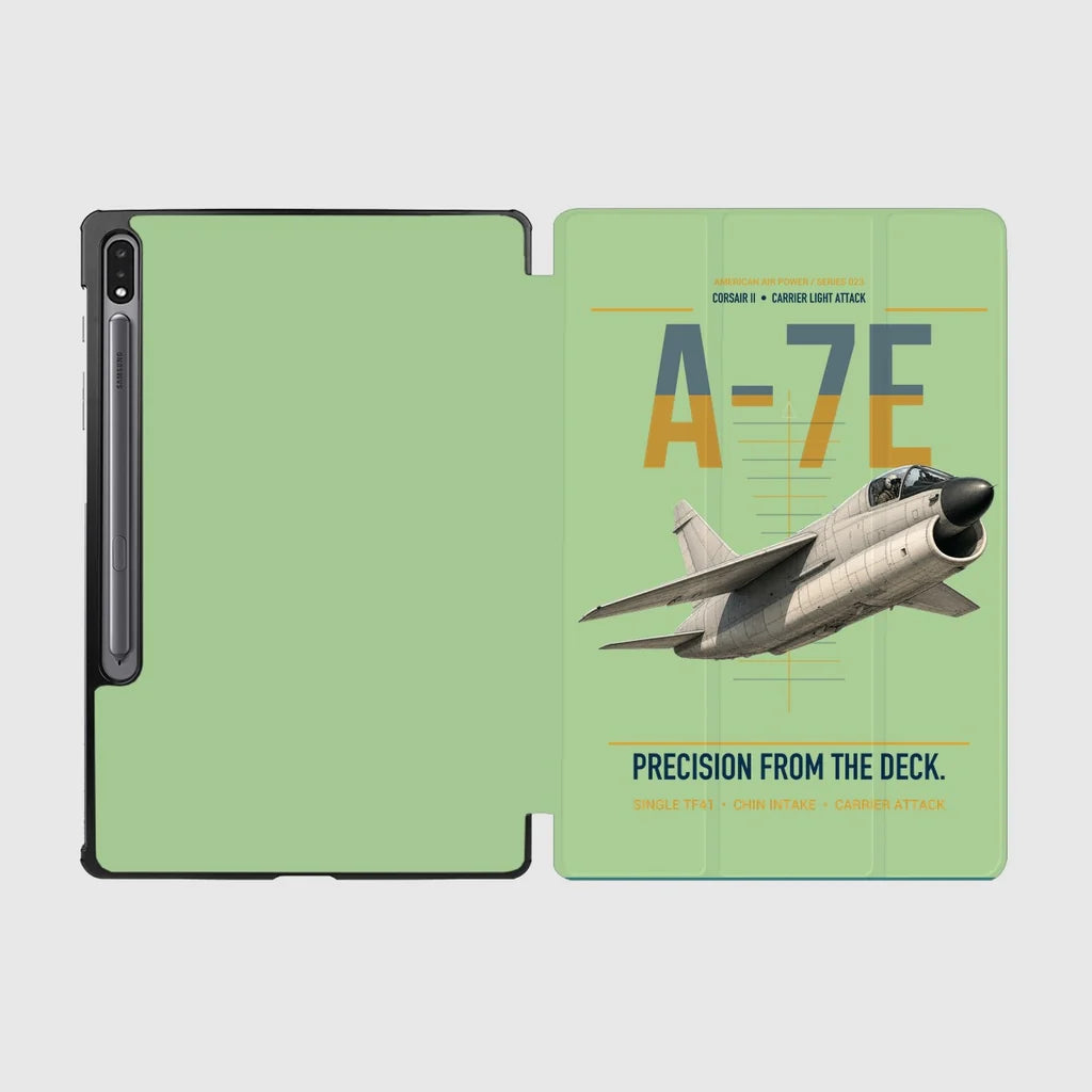 A-7E Corsair II design on light green samsung tablet tablet case