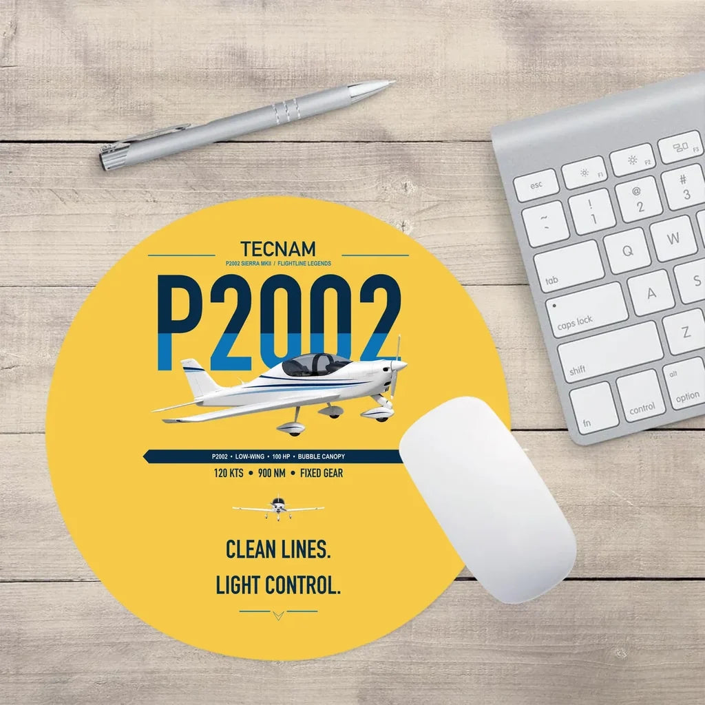 Tecnam P2002 Sierra MkII design on yellow round mouse pad