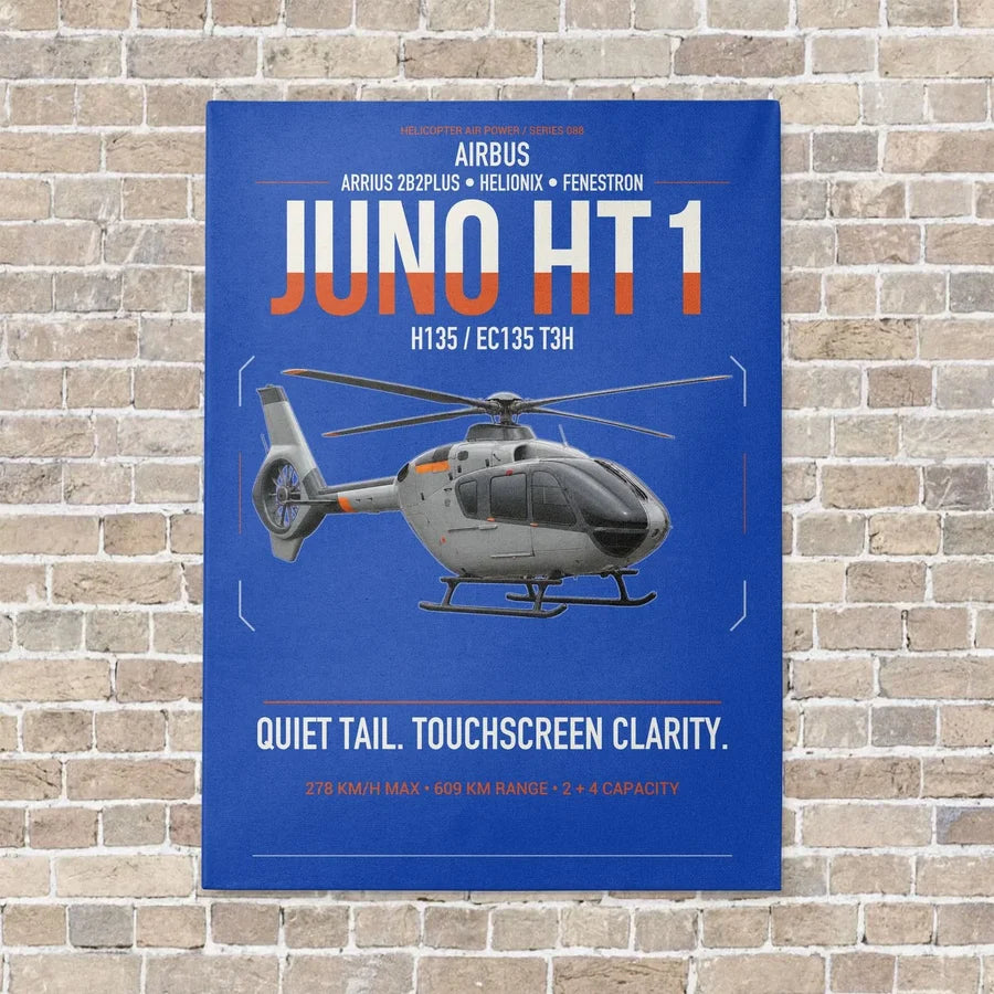 Airbus H135 Juno HT1 vertical canvas print - no frame - blue background