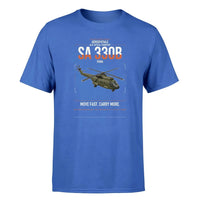 Thumbnail for Aérospatiale SA 330B Puma design on blue t-shirt, single-side print