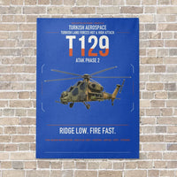 Thumbnail for Turkish Aerospace T129 ATAK Phase 2 vertical canvas print - no frame - blue background