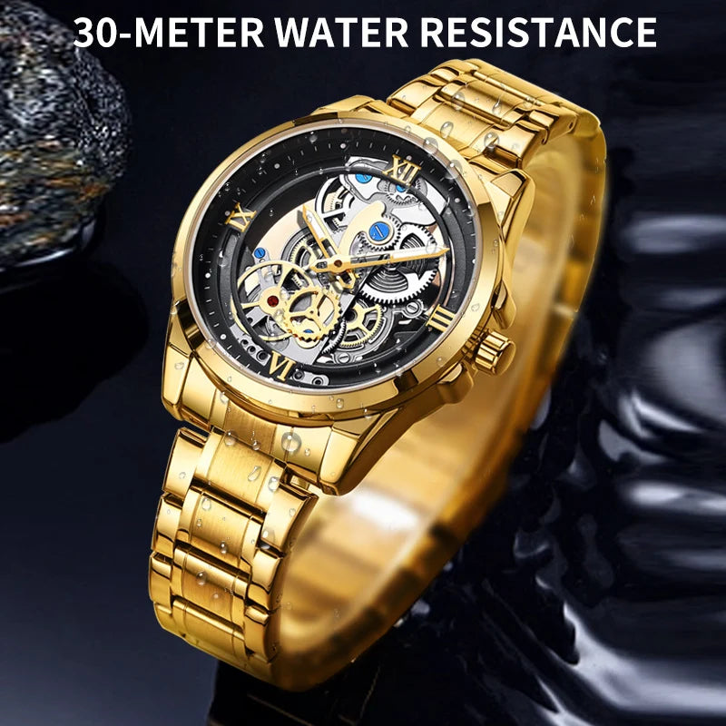 Night Light Skeleton Quartz Wristwatch