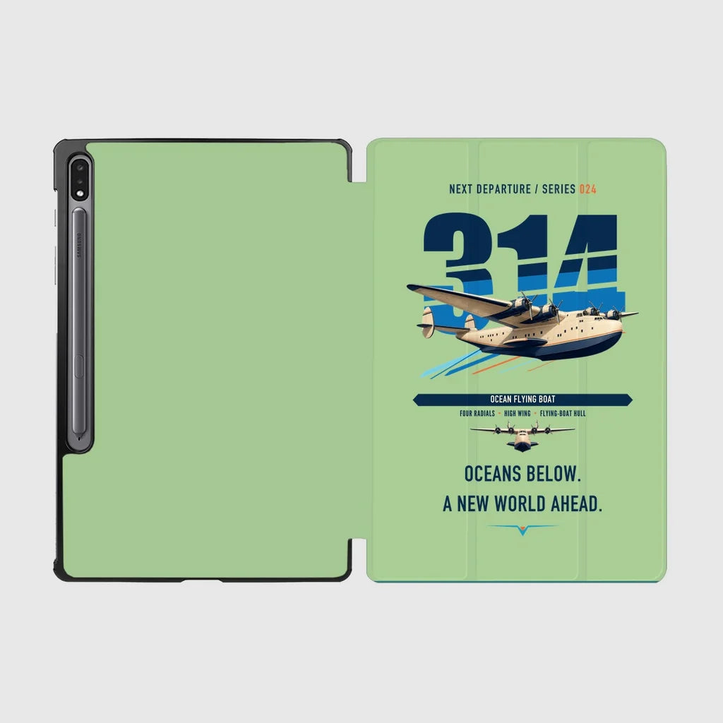 Boeing 314 Clipper design on light green samsung tablet tablet case