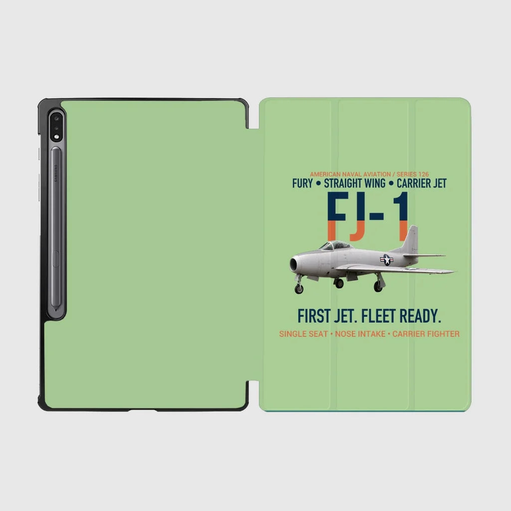 FJ-1 Fury First Fury Straight Wing design on light green samsung tablet tablet case