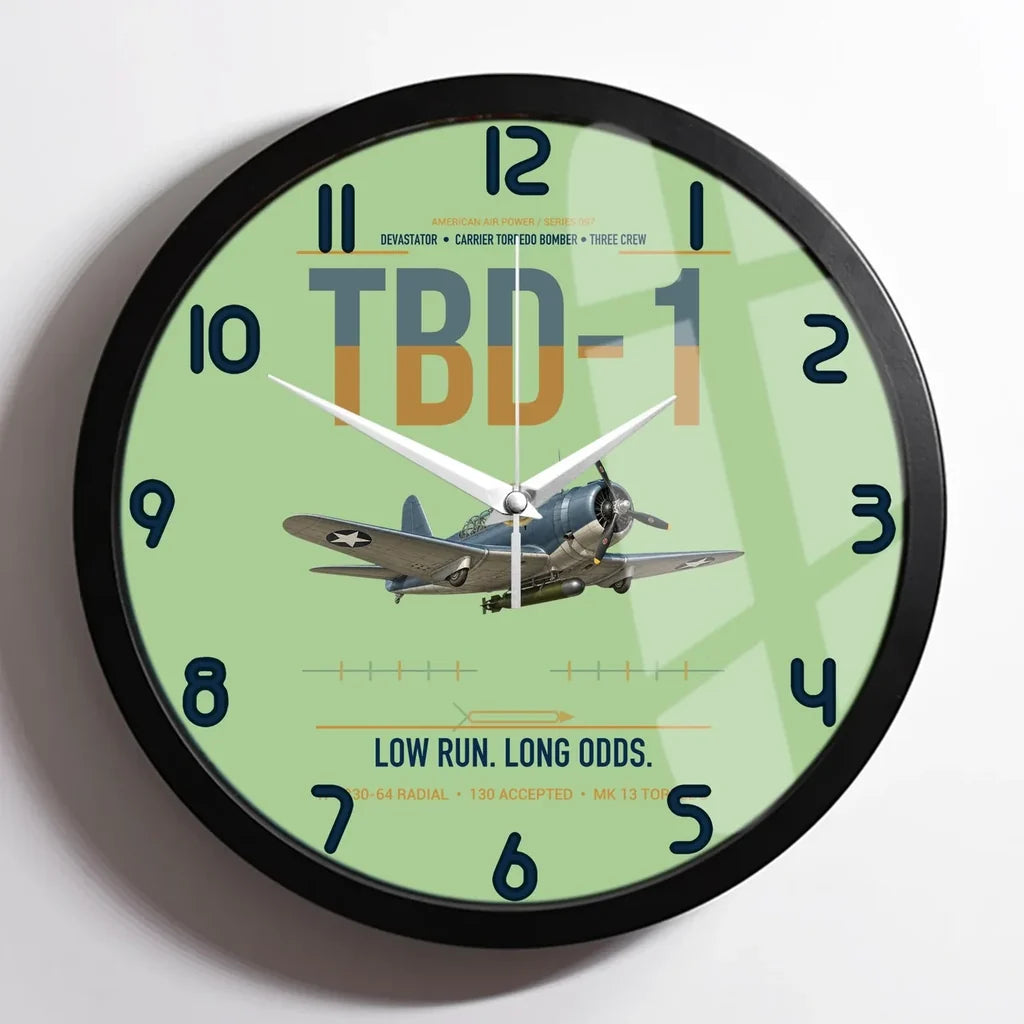 TBD-1 Devastator design on light green framed wall clock