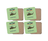 Thumbnail for Sikorsky CH-34C Choctaw design on light green 4 pieces set coaster