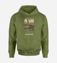 Thumbnail for Fokker D.VII design on green army double-side hoodie, single-side print