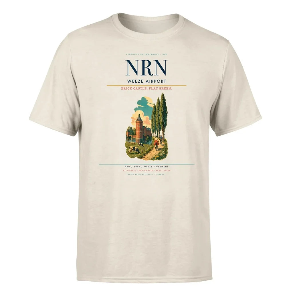 Weeze Airport (NRN) T-Shirt single-side front print in Beige | weeze-airport-nrn-double-side-t-shirt